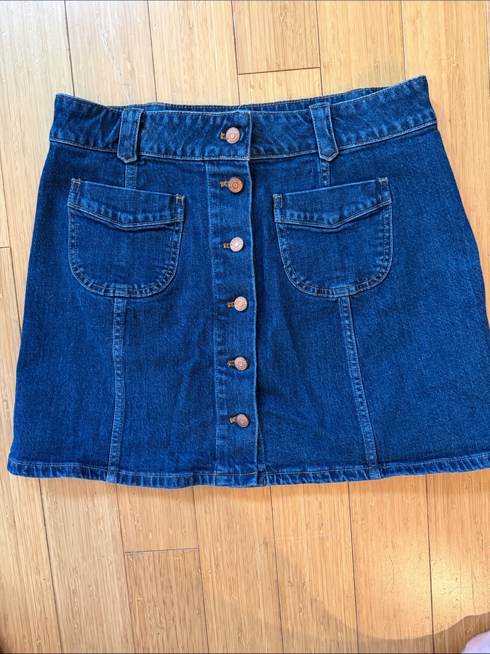 Madewell Dark Blue Denim Button-Front A-Line Mini Skirt